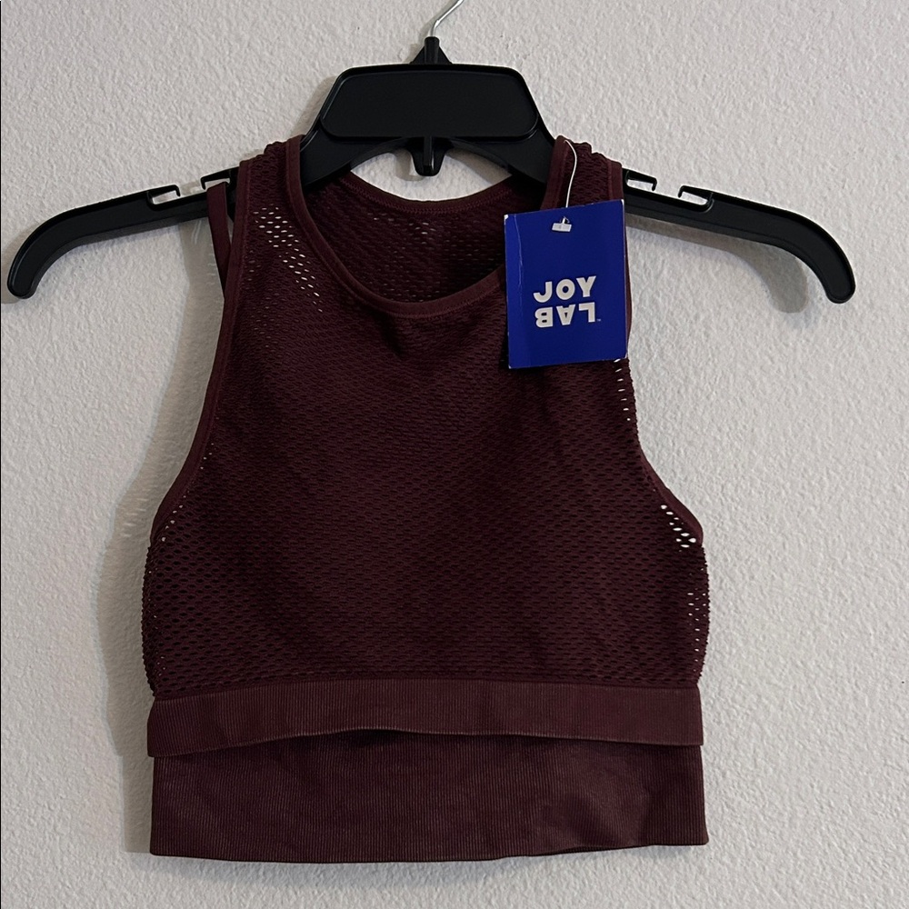 JoyLab Dark Red Mesh Athletic Top
